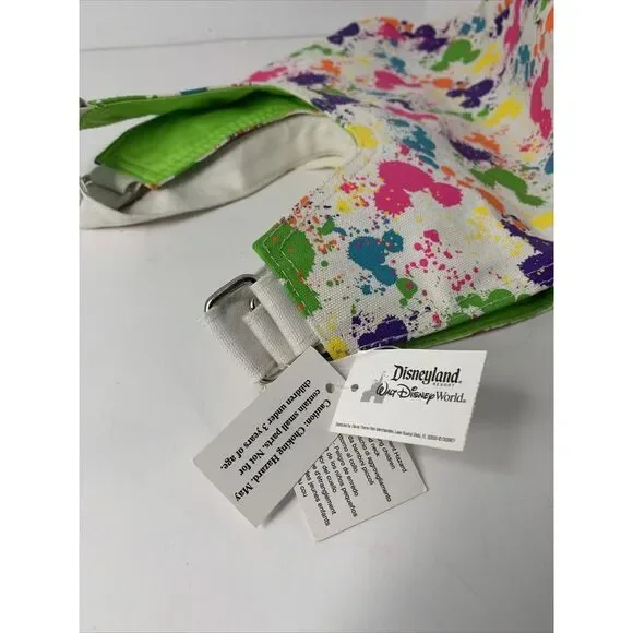 Disney World Parks 2010 Wht Tote Bag Neon Rainbow Paint Splash Mickey Mouse New - Picture 2 of 5